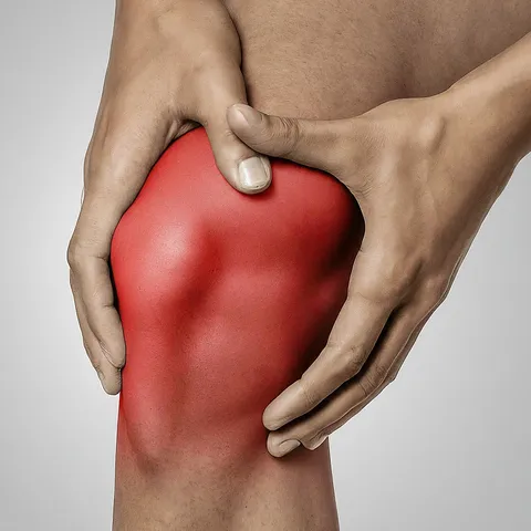Person holding a painful knee, illustrating knee and ankle pain treatment